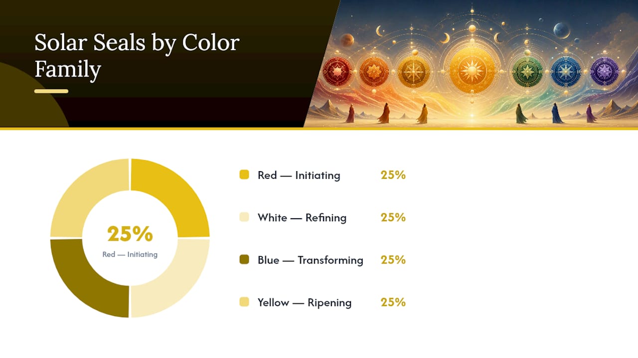 Diagram of 20 Solar Seals grouped by color and meaning
