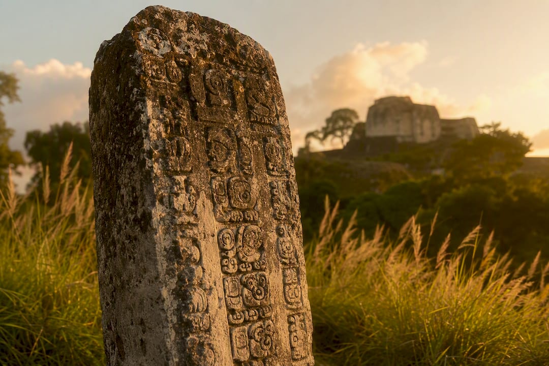 Carved Mayan Long Count date on ancient monument